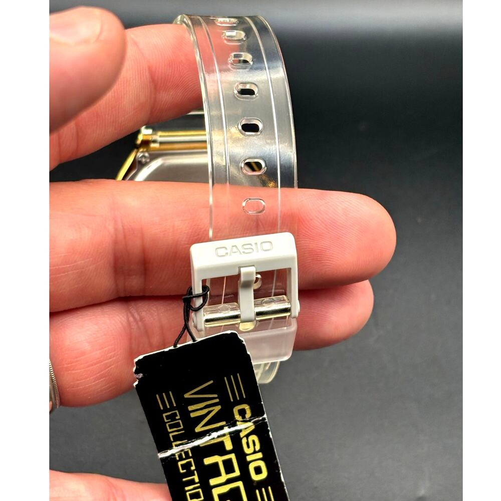 LWS Golden Hour Casio A168XE Vintage Collection Clear Strap Digital 
Mod Watch - Picture 16 of 17